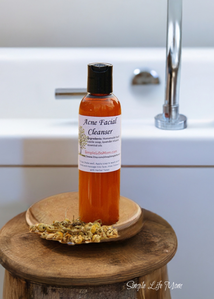 CLEAR SKIN FACIAL CLEANSER - with lavender and echinacea herbal infusion, essential oil, blemish treatment, all skin types