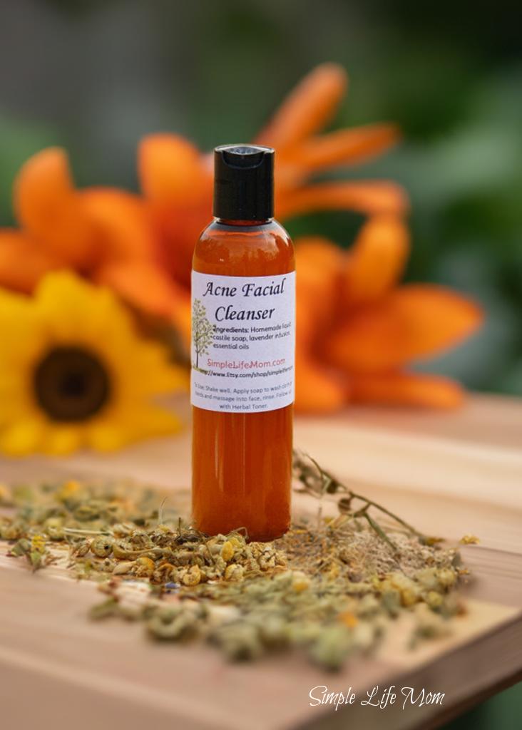 CLEAR SKIN FACIAL CLEANSER - with lavender and echinacea herbal infusion, essential oil, blemish treatment, all skin types