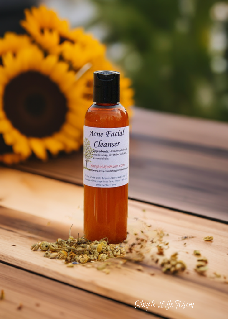 CLEAR SKIN FACIAL CLEANSER - with lavender and echinacea herbal infusion, essential oil, blemish treatment, all skin types