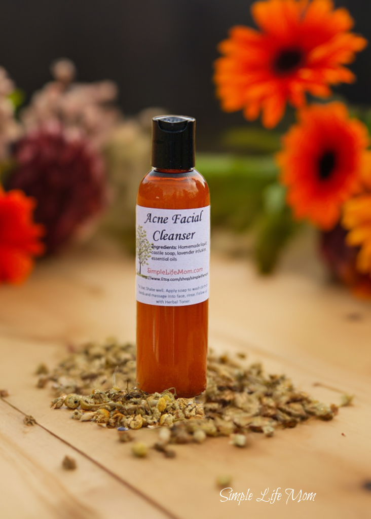 CLEAR SKIN FACIAL CLEANSER - with lavender and echinacea herbal infusion, essential oil, blemish treatment, all skin types