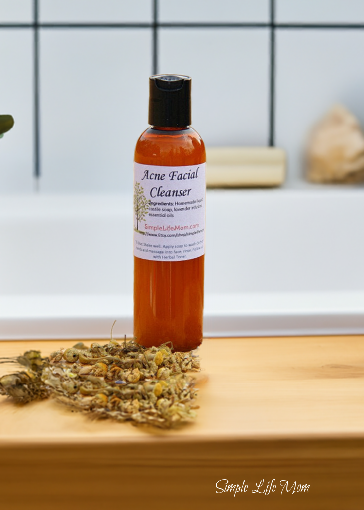 CLEAR SKIN FACIAL CLEANSER - with lavender and echinacea herbal infusion, essential oil, blemish treatment, all skin types