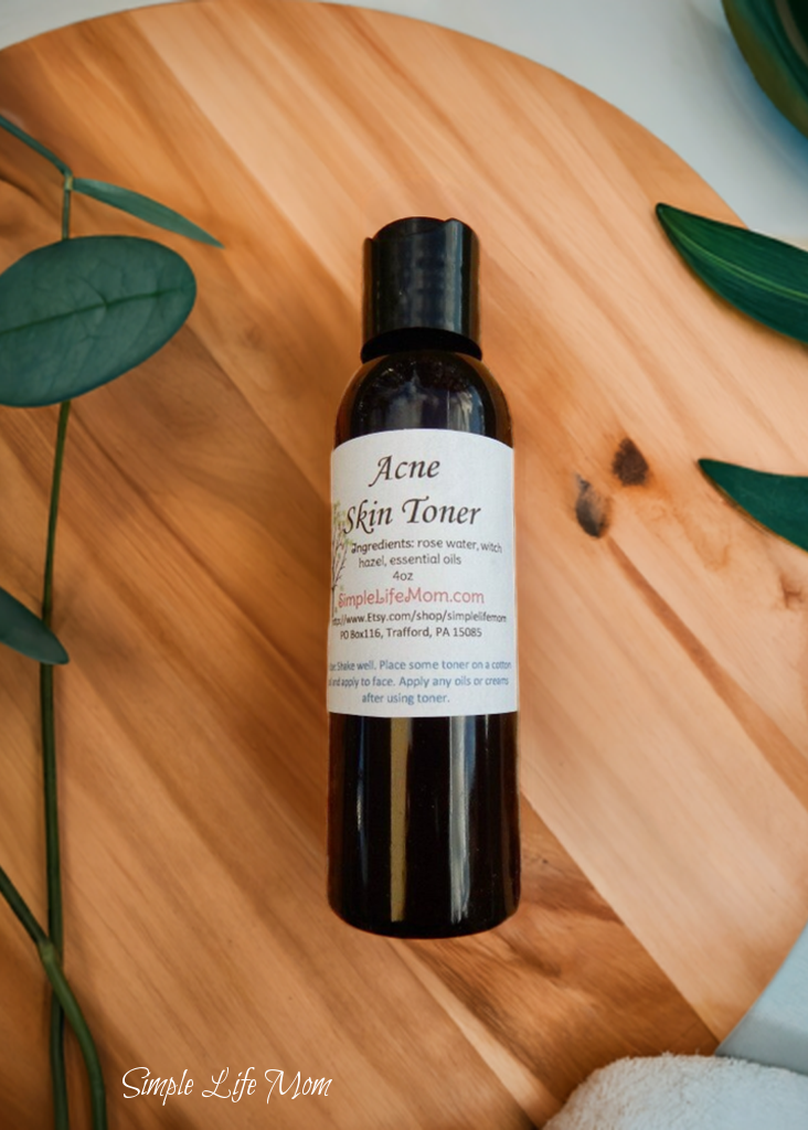 CLEAR SKIN TONER - acne facial toner with rose water and aloe, tea tree toner for men, teen skin treatment, natural toner with essential oil