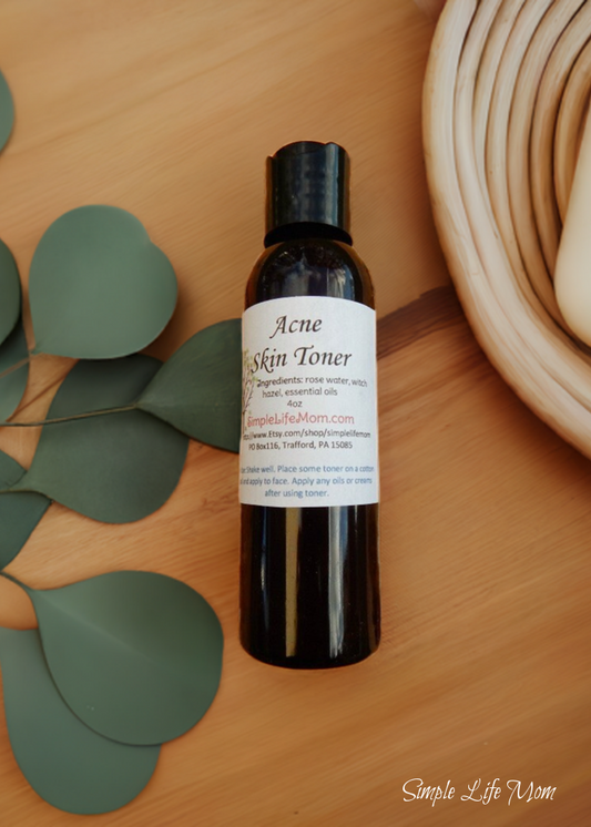 CLEAR SKIN TONER - acne facial toner with rose water and aloe, tea tree toner for men, teen skin treatment, natural toner with essential oil
