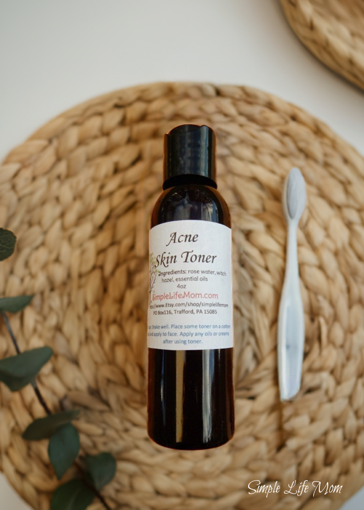 CLEAR SKIN TONER - acne facial toner with rose water and aloe, tea tree toner for men, teen skin treatment, natural toner with essential oil
