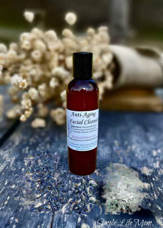ANTI AGING FACIAL CLEANSER - Natural Face Wash, lavender herbal infusion, anti wrinkle