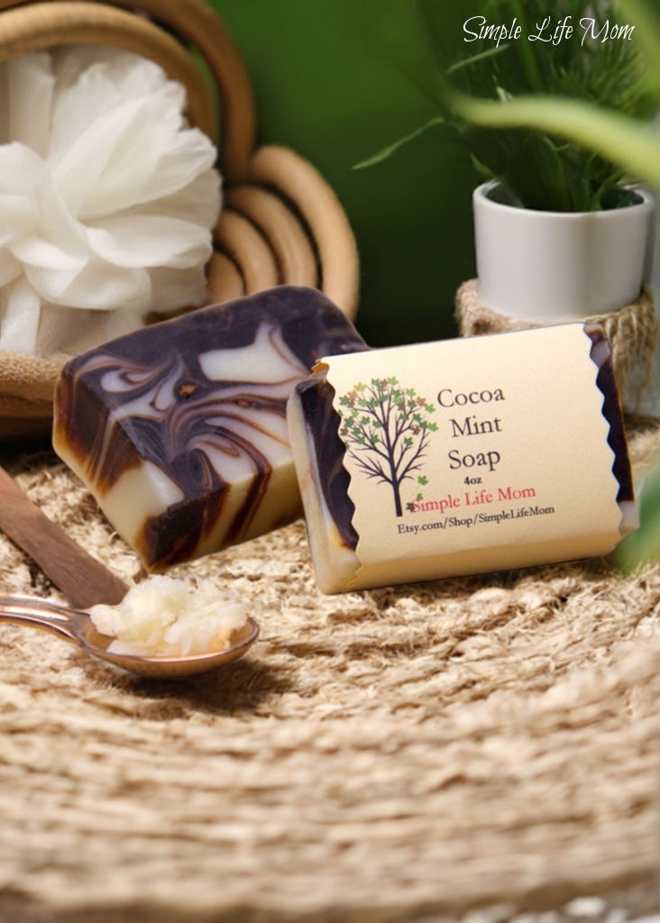 COCOA MINT SOAP - cocoa butter and peppermint soap bar, all natural organic handmade soap