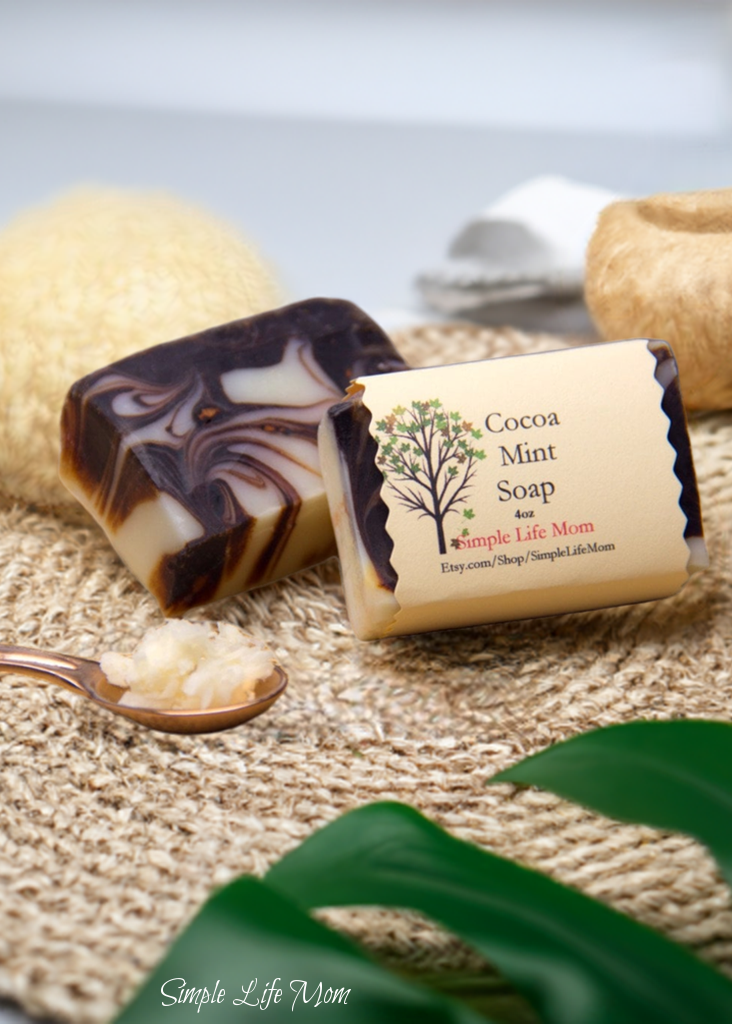 COCOA MINT SOAP - cocoa butter and peppermint soap bar, all natural organic handmade soap