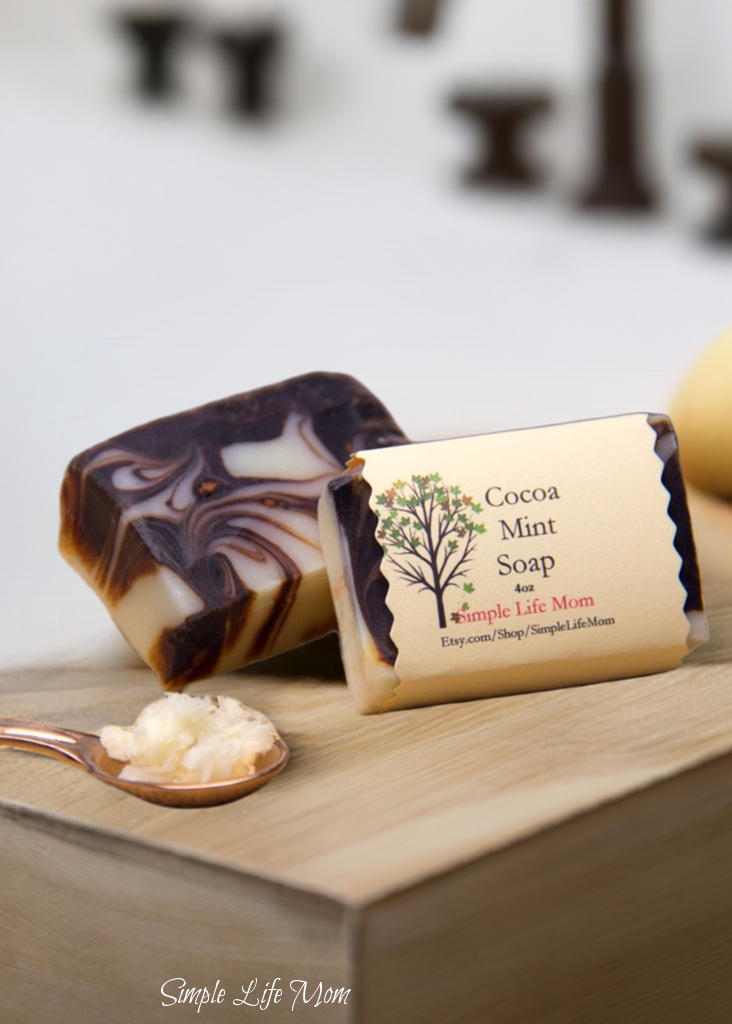 COCOA MINT SOAP - cocoa butter and peppermint soap bar, all natural organic handmade soap