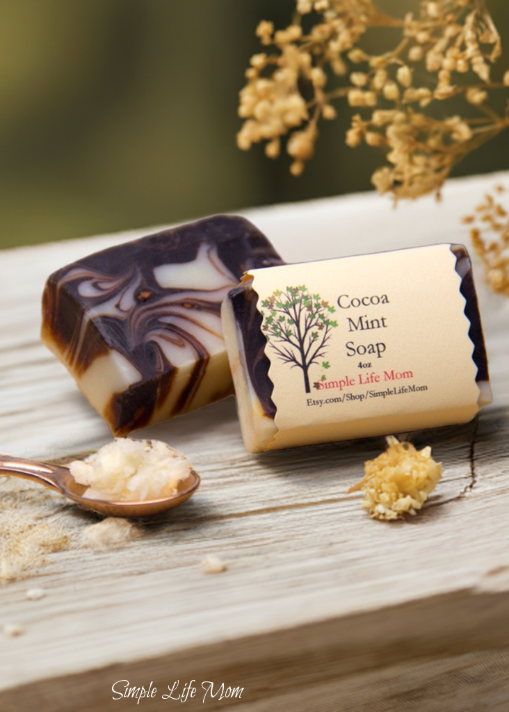 COCOA MINT SOAP - cocoa butter and peppermint soap bar, all natural organic handmade soap