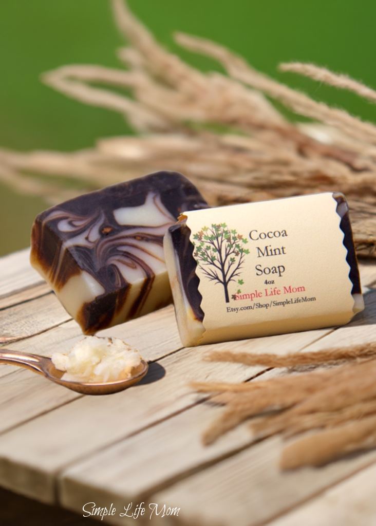 COCOA MINT SOAP - cocoa butter and peppermint soap bar, all natural organic handmade soap