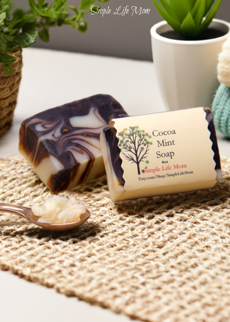 COCOA MINT SOAP - cocoa butter and peppermint soap bar, all natural organic handmade soap