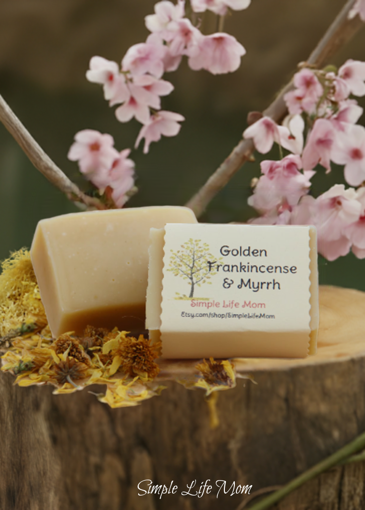 FRANKINCENSE MYRRH TURMERIC SOAP - all natural, orange scented, Handmade, Herbal soap, with essential oils