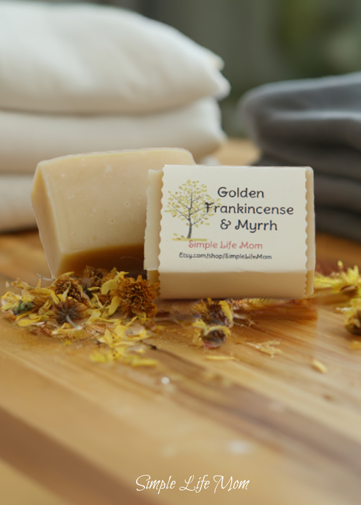 FRANKINCENSE MYRRH TURMERIC SOAP - all natural, orange scented, Handmade, Herbal soap, with essential oils