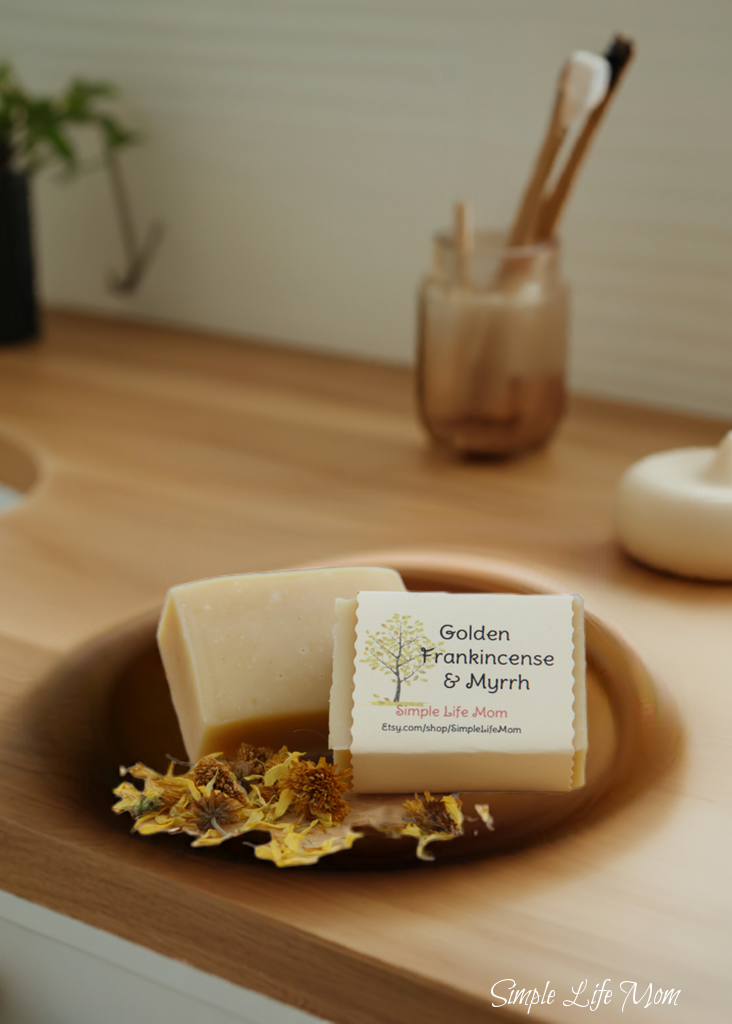 FRANKINCENSE MYRRH TURMERIC SOAP - all natural, orange scented, Handmade, Herbal soap, with essential oils