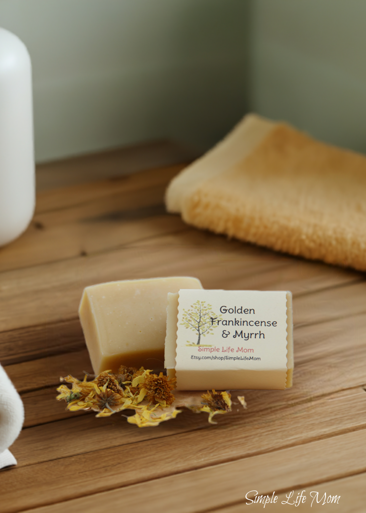 FRANKINCENSE MYRRH TURMERIC SOAP - all natural, orange scented, Handmade, Herbal soap, with essential oils