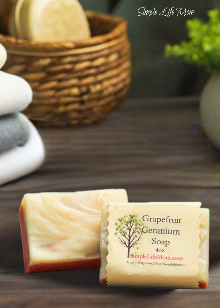 GRAPEFRUIT GERANIUM SOAP- Geranium, Handmade Natural Soap made with essential oils, herbal, organic cold processed soap bar