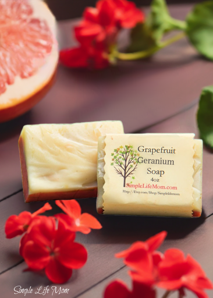 GRAPEFRUIT GERANIUM SOAP- Geranium, Handmade Natural Soap made with essential oils, herbal, organic cold processed soap bar