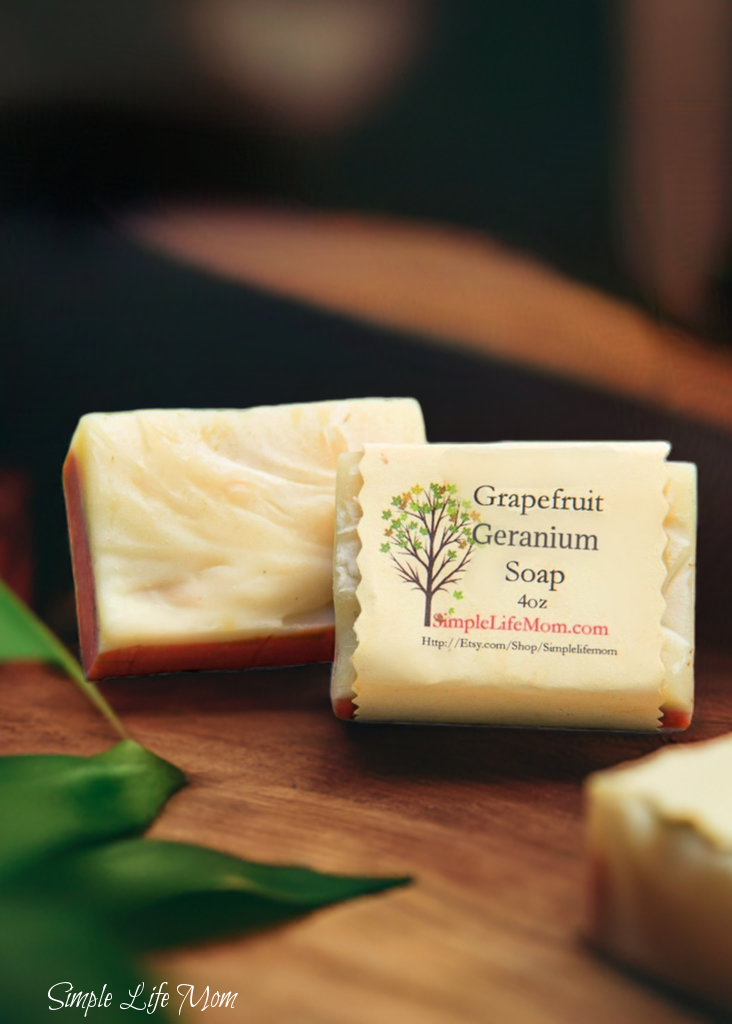 GRAPEFRUIT GERANIUM SOAP- Geranium, Handmade Natural Soap made with essential oils, herbal, organic cold processed soap bar