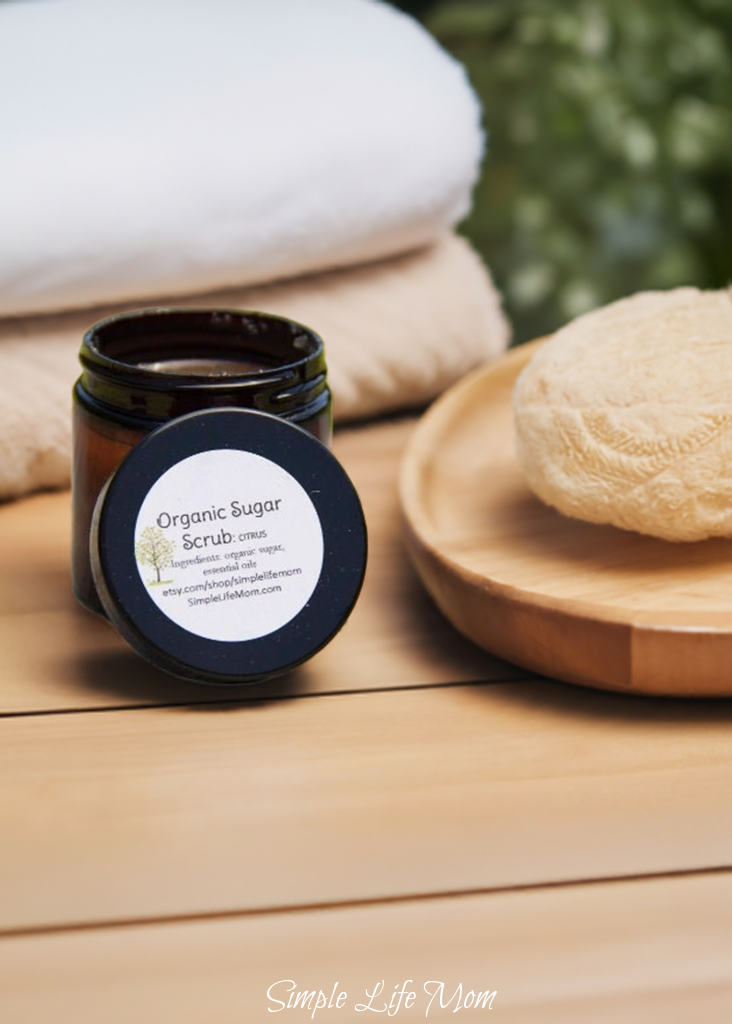 ORGANIC SUGAR SCRUB -body scrub, lip scrub, exfoliating cleanser, all natural with essential oils