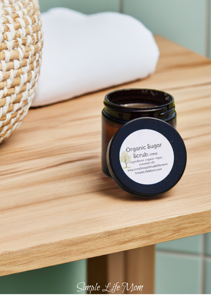 ORGANIC SUGAR SCRUB -body scrub, lip scrub, exfoliating cleanser, all natural with essential oils
