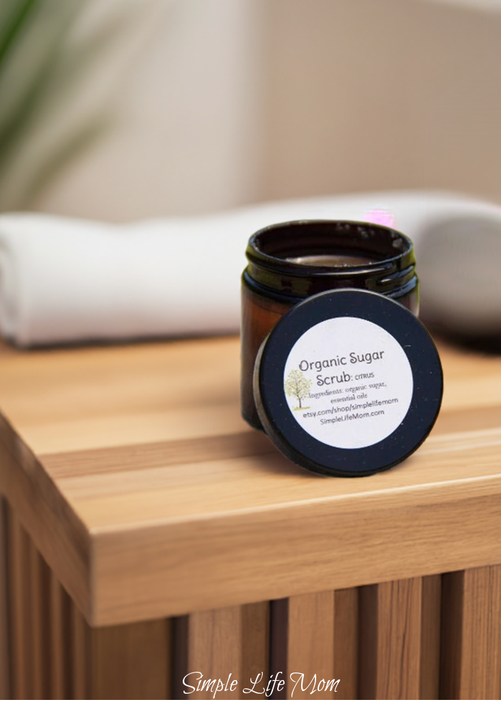 ORGANIC SUGAR SCRUB -body scrub, lip scrub, exfoliating cleanser, all natural with essential oils