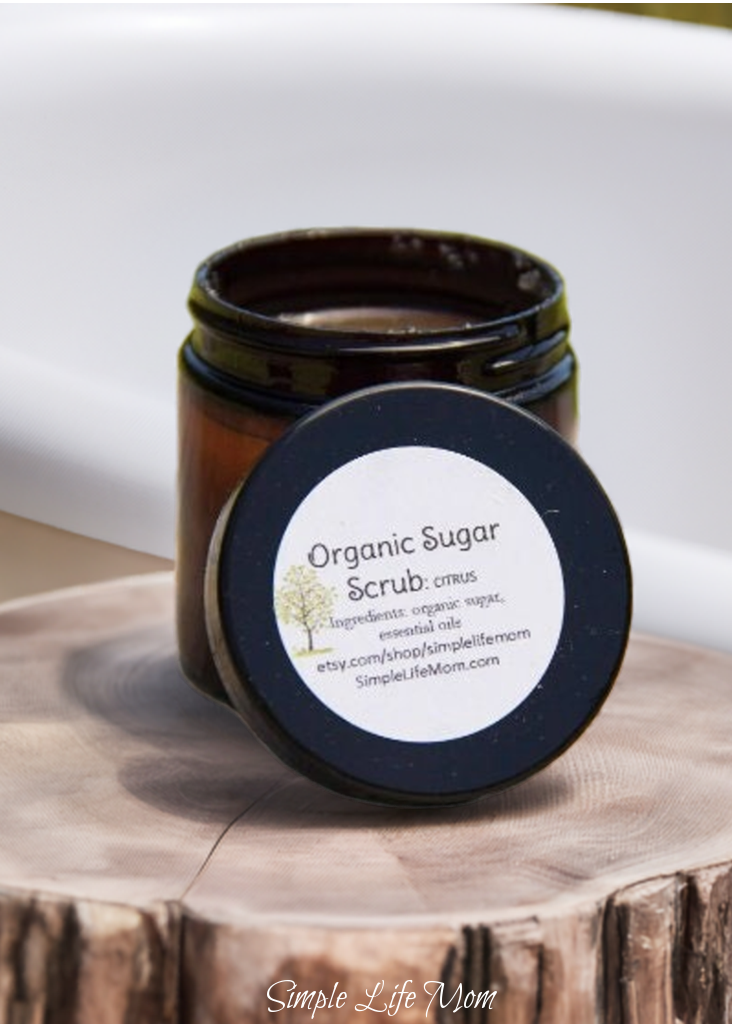 ORGANIC SUGAR SCRUB -body scrub, lip scrub, exfoliating cleanser, all natural with essential oils