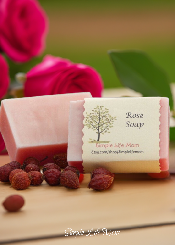 ROSE SOAP BAR - all natural, organic handmade soap, cold processed soap with rosehip oil, rose essential oil, organic body wash