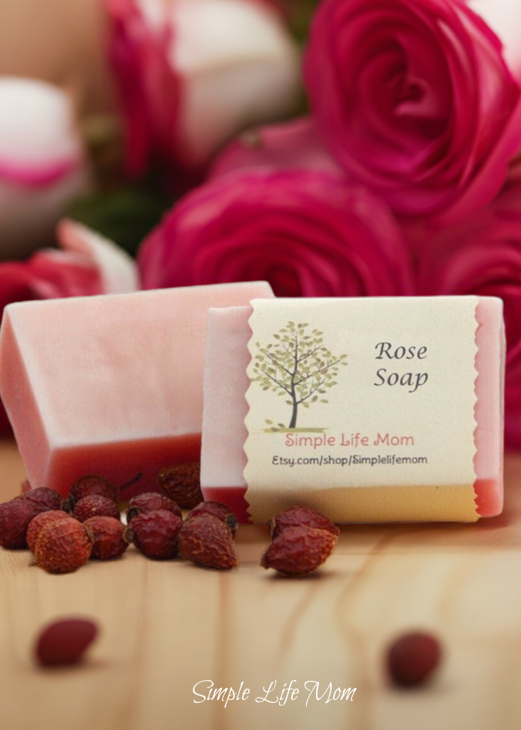 ROSE SOAP BAR - all natural, organic handmade soap, cold processed soap with rosehip oil, rose essential oil, organic body wash