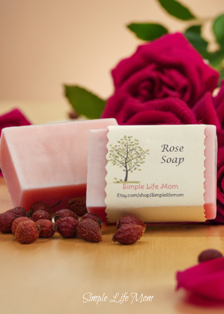 ROSE SOAP BAR - all natural, organic handmade soap, cold processed soap with rosehip oil, rose essential oil, organic body wash