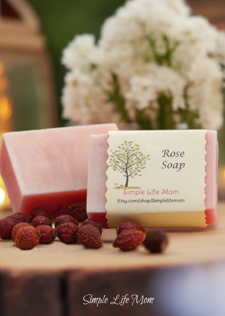 ROSE SOAP BAR - all natural, organic handmade soap, cold processed soap with rosehip oil, rose essential oil, organic body wash