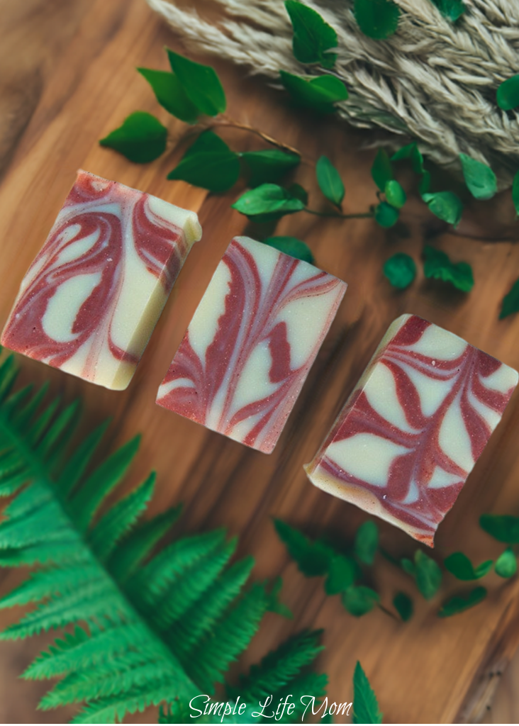 CANDY CANE SOAP - organic holiday soap bar with peppermint essential oil and Rose clay