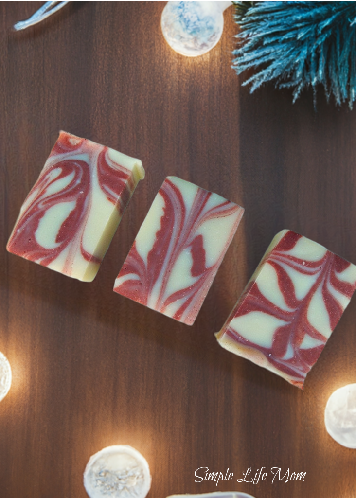 CANDY CANE SOAP - organic holiday soap bar with peppermint essential oil and Rose clay