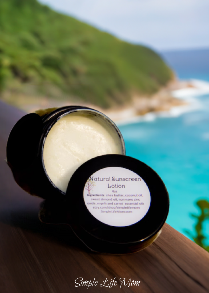 NATURAL VEGAN SUNSCREEN - all natural, organic sunscreen with carrot and myrrh essential oils, sunblock, sensitive skin,